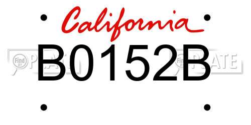 B0152B California License Plate