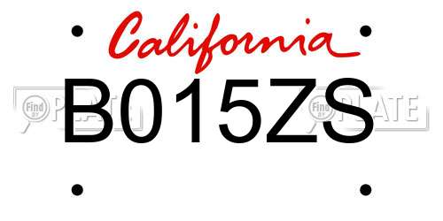 B015ZS California License Plate