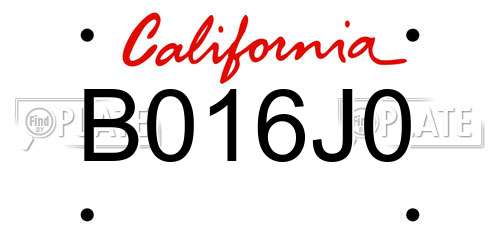 B016J0 California License Plate