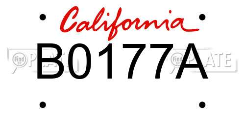 B0177A California License Plate