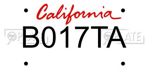 B017TA California License Plate