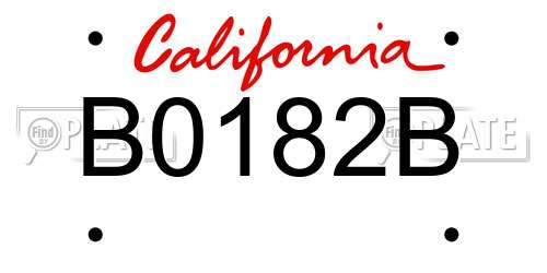 B0182B California License Plate