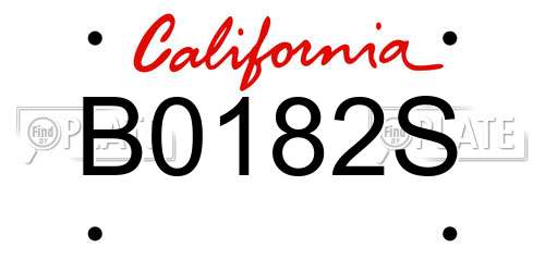 B0182S California License Plate