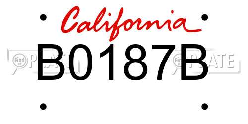 B0187B California License Plate