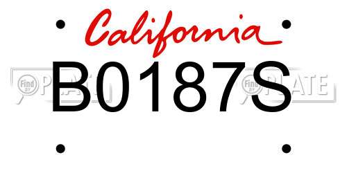 B0187S California License Plate