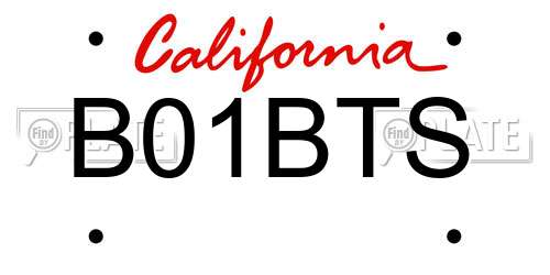 B01BTS California License Plate