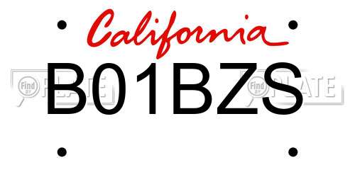 B01BZS California License Plate