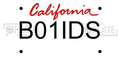 B01IDS California License Plate
