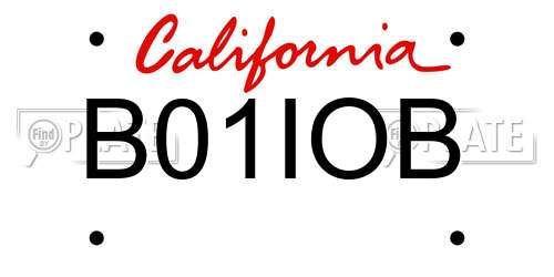 B01IOB California License Plate