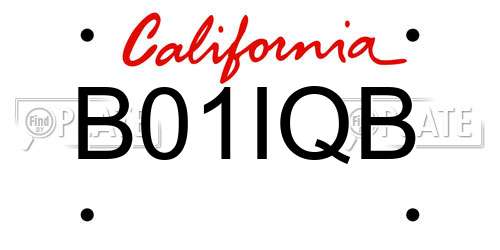 B01IQB California License Plate