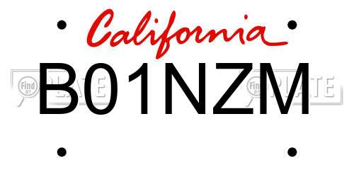 B01NZM California License Plate