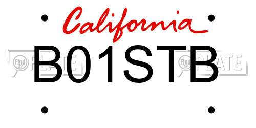 B01STB California License Plate