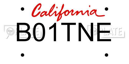 B01TNE California License Plate