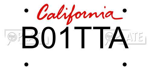 B01TTA California License Plate