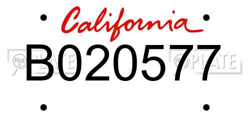 B020577 California License Plate