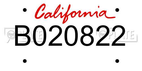 B020822 California License Plate