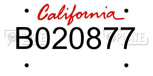 B020877 California License Plate