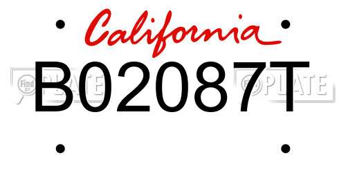 B02087T California License Plate