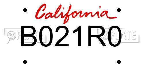 B021R0 California License Plate