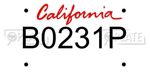 B0231P California License Plate