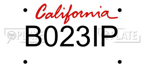 B023IP California License Plate