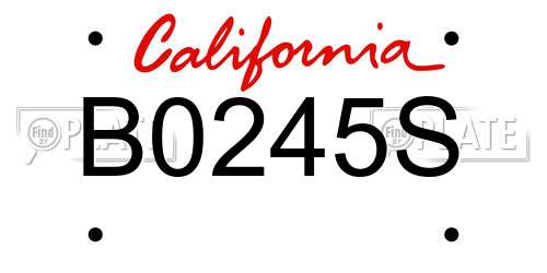 B0245S California License Plate
