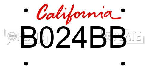 B024BB California License Plate
