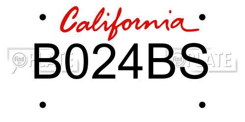 B024BS California License Plate