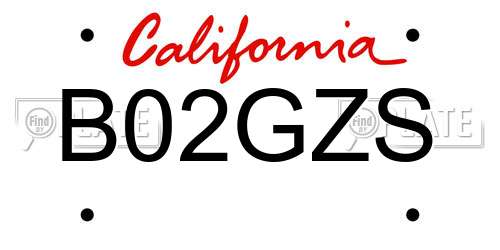B02GZS California License Plate