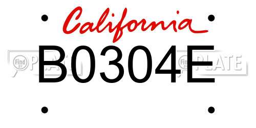 B0304E California License Plate