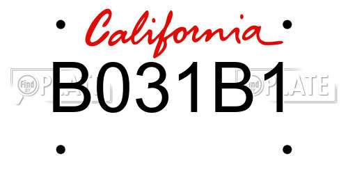 B031B1 California License Plate