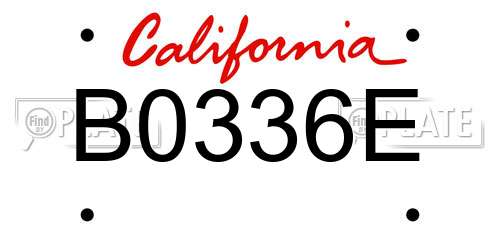 B0336E California License Plate