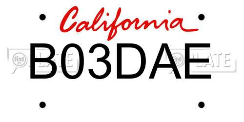 B03DAE California License Plate