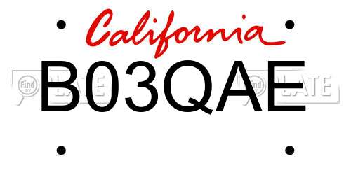 B03QAE California License Plate