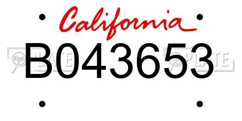 B043653 California License Plate