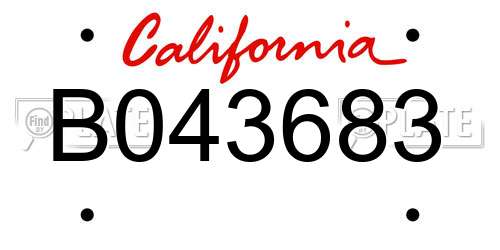B043683 California License Plate