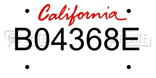 B04368E California License Plate