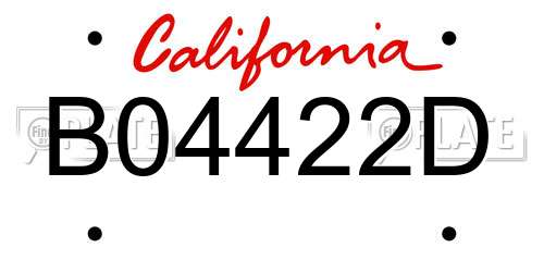 B04422D California License Plate
