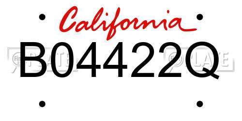 B04422Q California License Plate