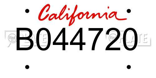 B044720 California License Plate
