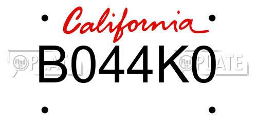 B044K0 California License Plate