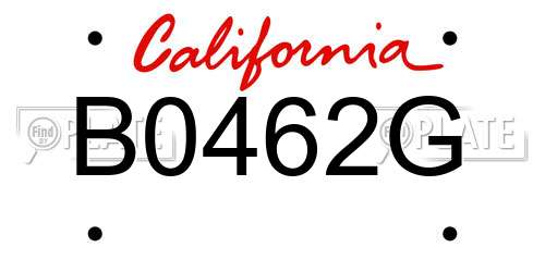 B0462G California License Plate