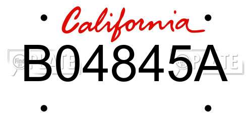 B04845A California License Plate