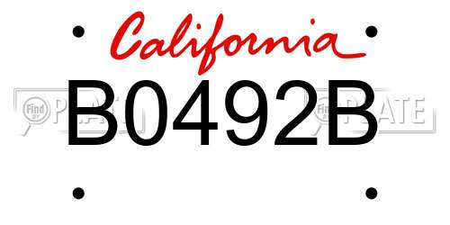 B0492B California License Plate