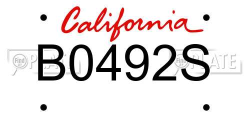 B0492S California License Plate