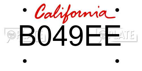 B049EE California License Plate