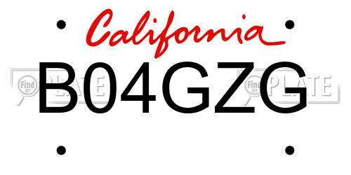 B04GZG California License Plate