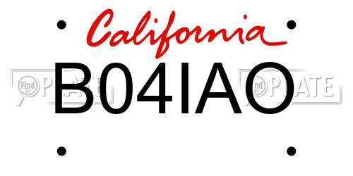 B04IAO California License Plate