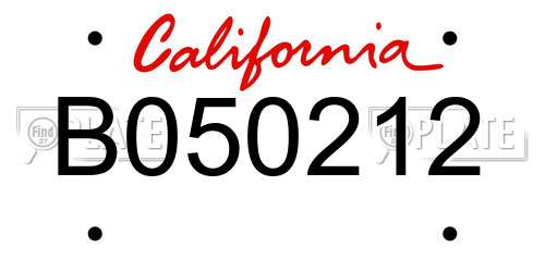 B050212 California License Plate