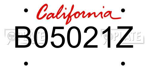 B05021Z California License Plate